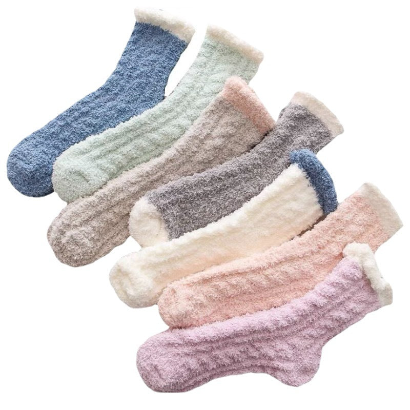 Coral fleece plus fleece warm home tube socks