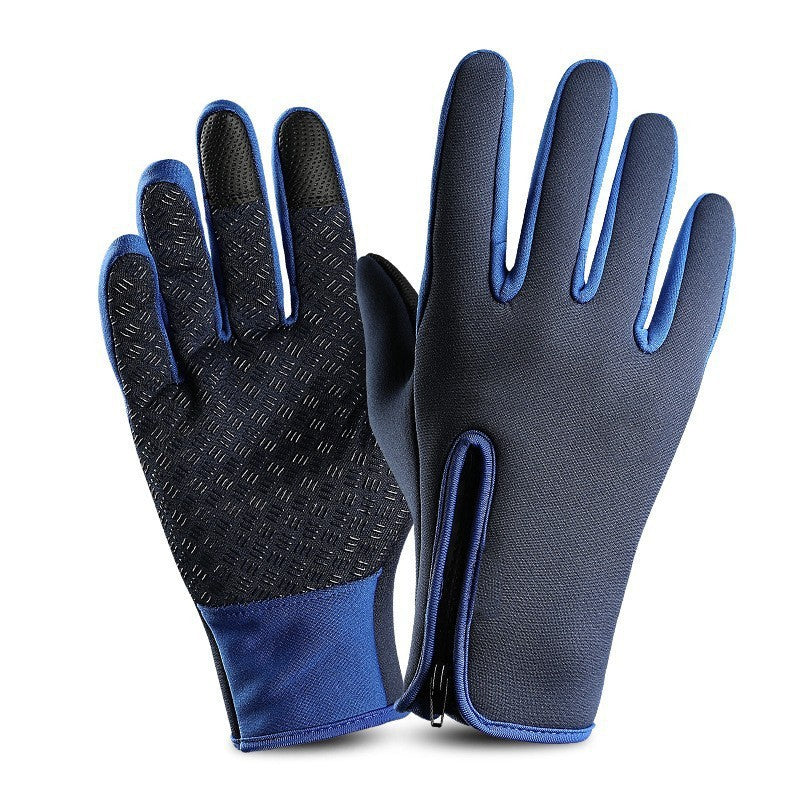 Winter windproof and warm zipper sports waterproof gloves