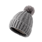 Load image into Gallery viewer, Pure color plus velvet striped acrylic warm woolen cap
