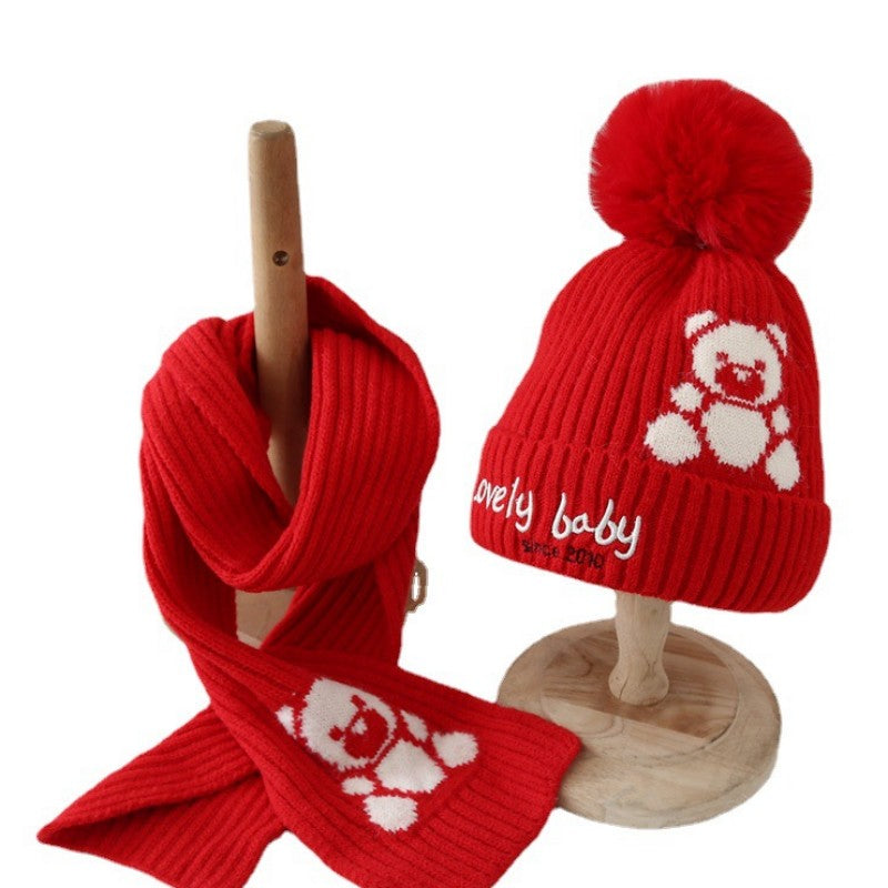 Two-piece cotton baby woolen cap with inner warmth