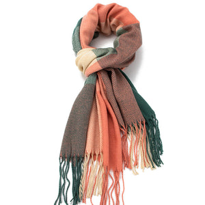 Fashion style long pink green plaid scarf