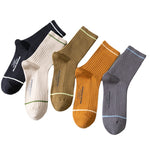 画像をギャラリービューアに読み込む, Men&#39;s solid color autumn and winter combed cotton printed striped socks
