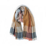 將圖片載入圖庫檢視器 Cashmere color-blocking double-sided plain weave plaid scarf
