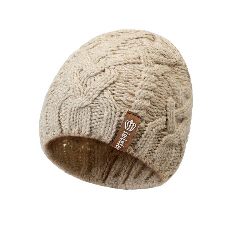 Cute rabbit fur warm and windproof ladies knitted hat