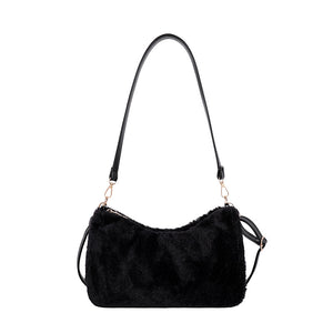 Urban simple style casual one-shoulder plush small square bag