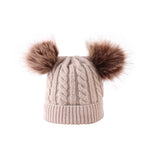 將圖片載入圖庫檢視器 Pure color double wool ball streak men and women baby knitted hat
