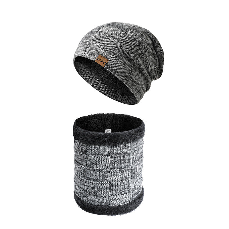 Fleece and cold-proof padded bib knitted hat suit