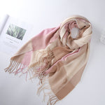 Load image into Gallery viewer, British style warm plaid fringed shawl scarf
