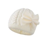 Load image into Gallery viewer, Children&#39;s solid color dome bowknot acrylic warm knitted hat
