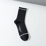 將圖片載入圖庫檢視器 Men&#39;s solid color autumn and winter combed cotton printed striped socks
