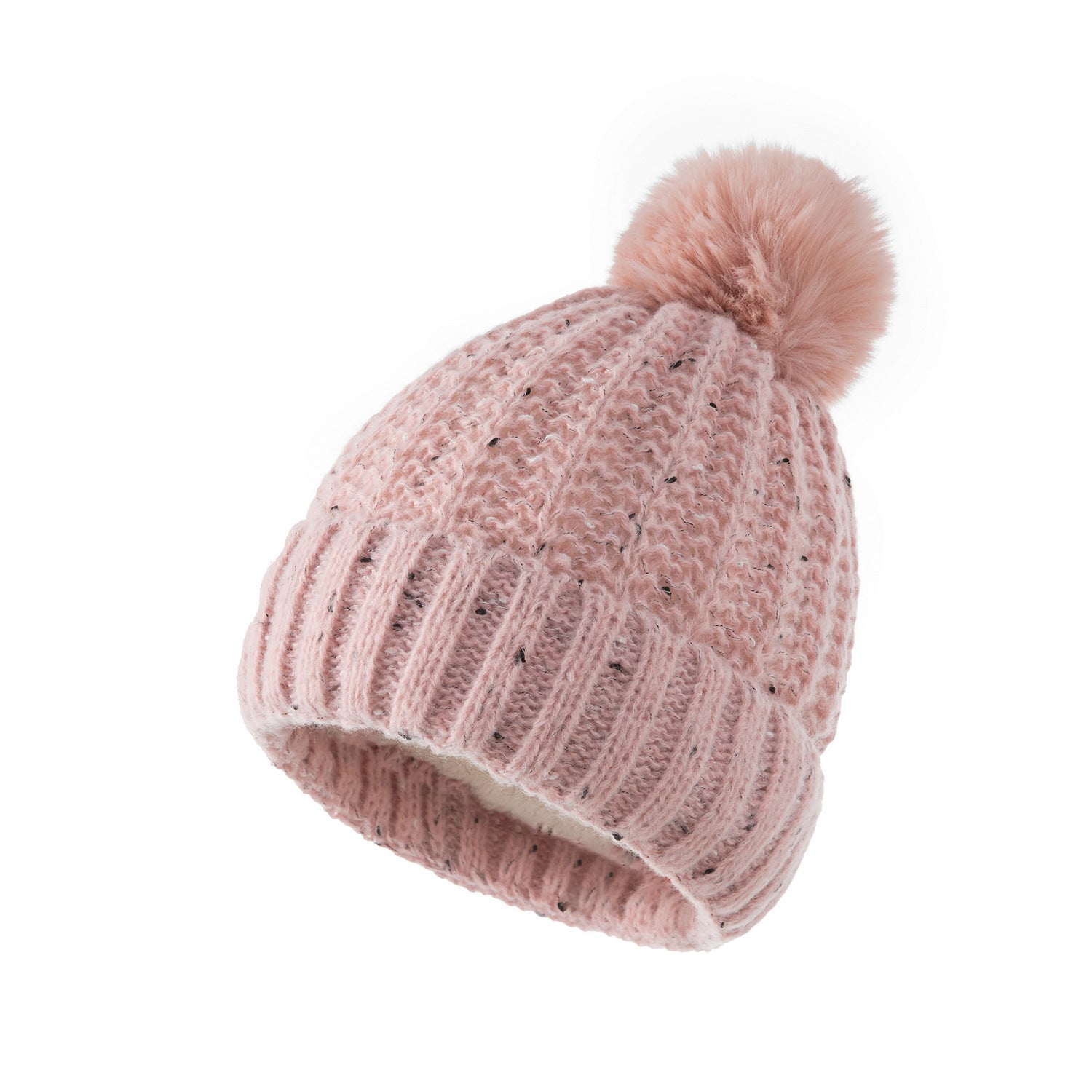 Pure color plus velvet striped acrylic warm woolen cap