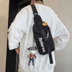 画像をギャラリービューアに読み込む, Street fashion letter belt handle sports messenger bag
