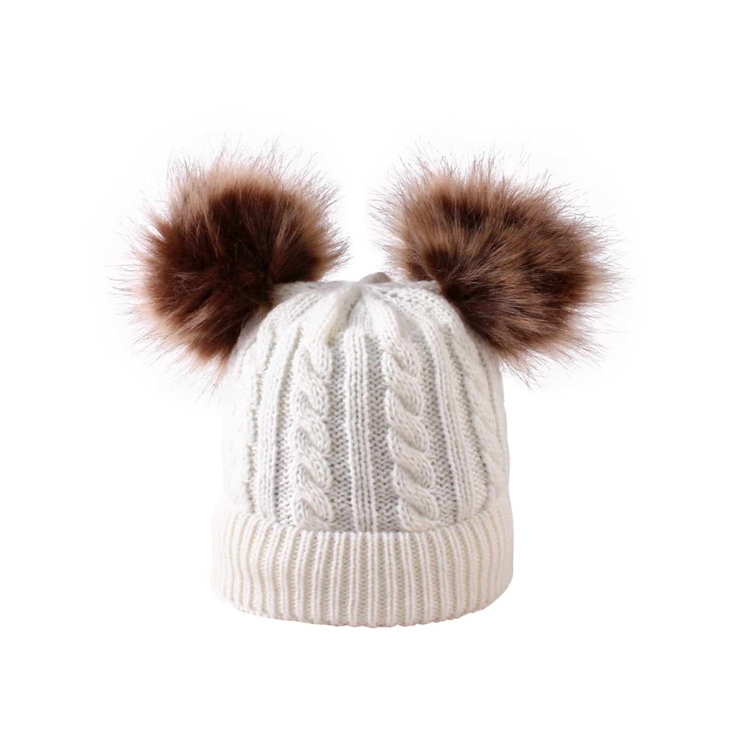 Pure color double wool ball streak men and women baby knitted hat