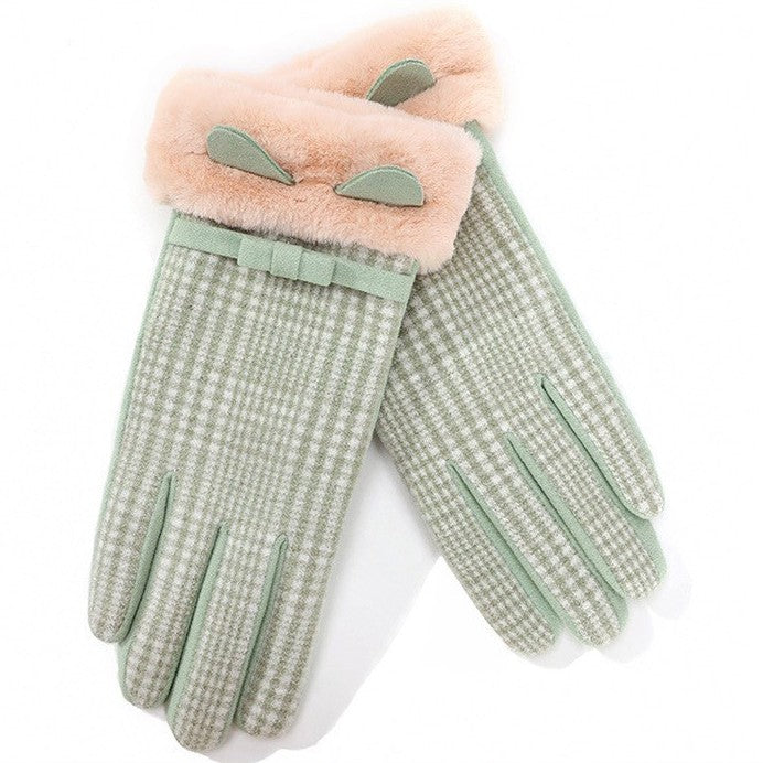 Ladies plush shea butter moisturizing touch screen gloves