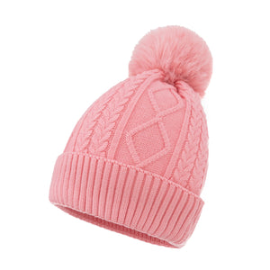 Pure color cable and cashmere knit hat