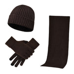 画像をギャラリービューアに読み込む, Three-piece knitted woolen thick warm hat scarf gloves
