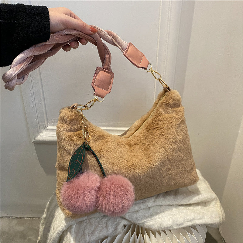 Vintage plush cherry tote