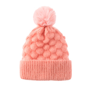 Pure color hair ball and fleece scales warm knitted hat