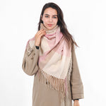 Load image into Gallery viewer, British style warm plaid fringed shawl scarf
