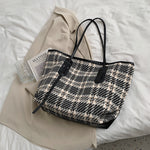 將圖片載入圖庫檢視器 Fashion large-capacity single-shoulder checked bag
