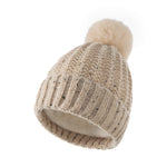 Load image into Gallery viewer, Pure color plus velvet striped acrylic warm woolen cap
