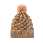 Load image into Gallery viewer, Pure color hair ball and fleece scales warm knitted hat
