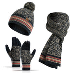 画像をギャラリービューアに読み込む, Three-piece knitted jacquard warm wool hat scarf gloves
