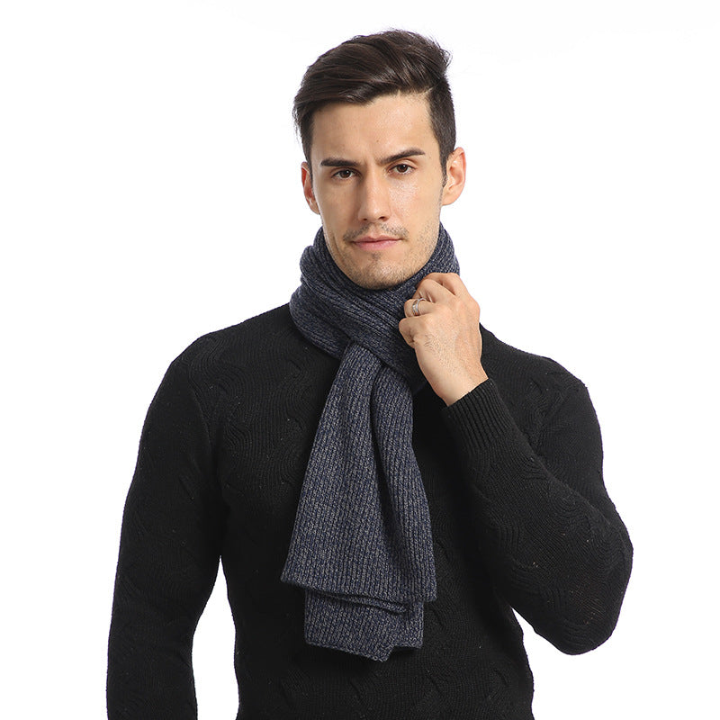 Men's jacquard stitching long warm scarf