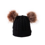 將圖片載入圖庫檢視器 Pure color double wool ball streak men and women baby knitted hat
