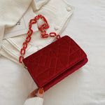 画像をギャラリービューアに読み込む, Velvet embroidery thread chain one-shoulder small square bag
