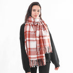 將圖片載入圖庫檢視器 Faux cashmere fringed warm shawl mango plaid scarf
