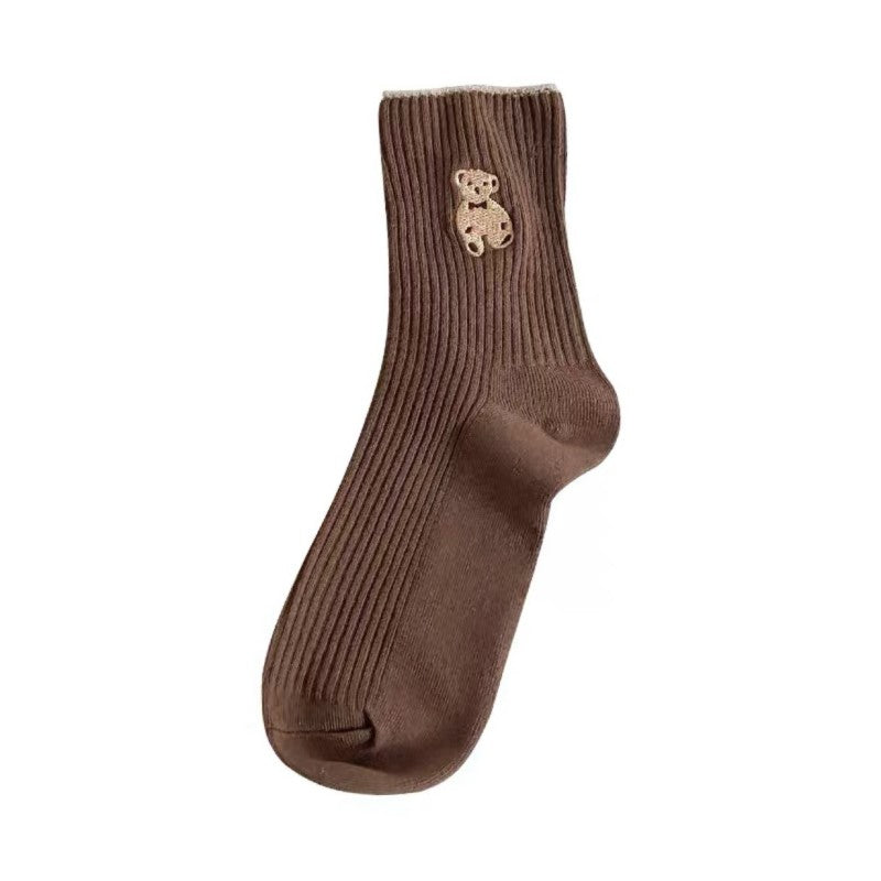 Cute ins style embroidered bear socks