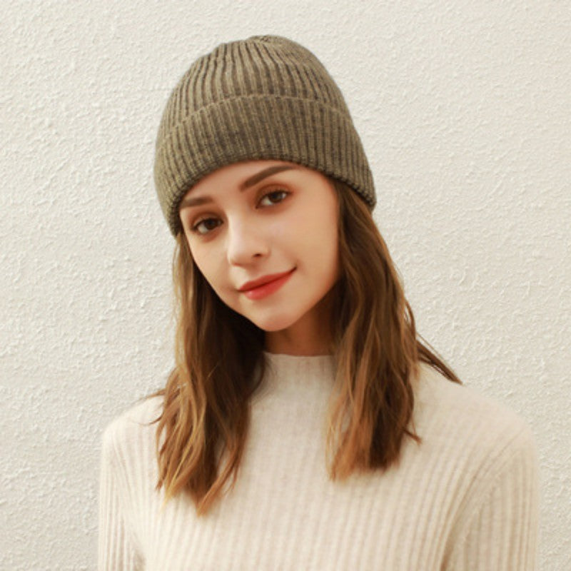 Solid color student all-match dome knitted hat