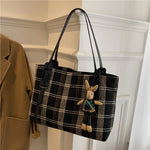 Load image into Gallery viewer, Large-capacity plaid trendy casual fashion commuter tote bag
