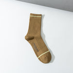 將圖片載入圖庫檢視器 Men&#39;s solid color autumn and winter combed cotton printed striped socks
