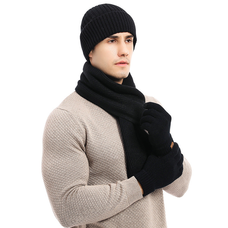 Men's jacquard stitching long warm scarf