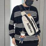 画像をギャラリービューアに読み込む, Street fashion letter belt handle sports messenger bag
