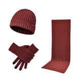 將圖片載入圖庫檢視器 Three-piece knitted woolen thick warm hat scarf gloves
