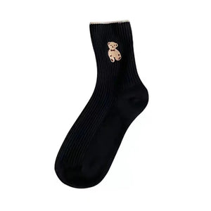 Cute ins style embroidered bear socks