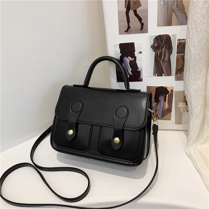 Pure color retro texture messenger portable small square bag