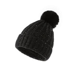 Load image into Gallery viewer, Pure color plus velvet striped acrylic warm woolen cap
