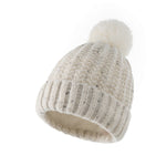 Load image into Gallery viewer, Pure color plus velvet striped acrylic warm woolen cap
