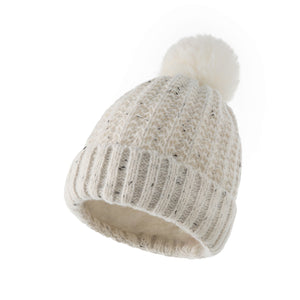 Pure color plus velvet striped acrylic warm woolen cap