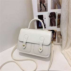 Pure color retro texture messenger portable small square bag