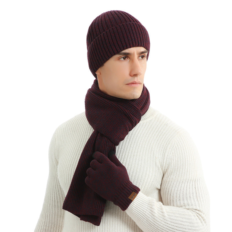 Men's jacquard stitching long warm scarf