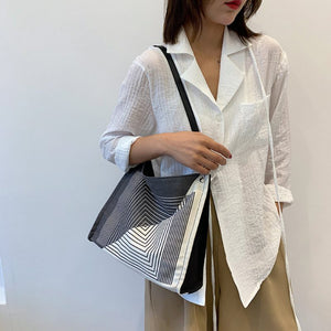 Fashionable casual texture commuter stitching one shoulder big bag