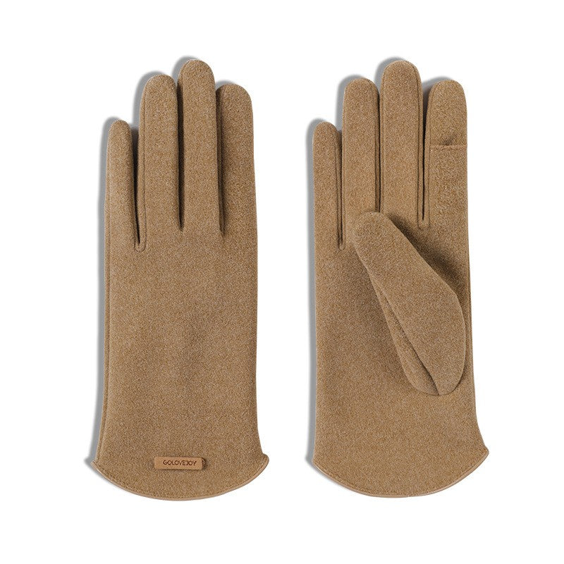 De velvet warm outdoor riding cold-proof plus velvet gloves