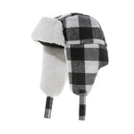 將圖片載入圖庫檢視器 Children&#39;s plaid plus velvet warm gloves two-piece hat with velcro
