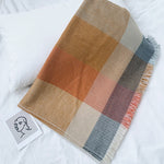 將圖片載入圖庫檢視器 Cashmere color-blocking double-sided plain weave plaid scarf
