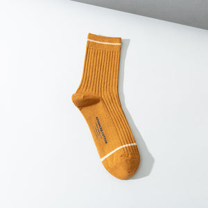 Men's solid color autumn and winter combed cotton printed striped socks